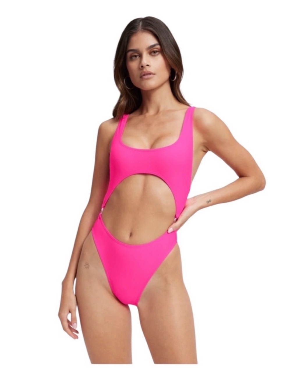 Good American Neon Pink Cutout One-Piece Swimsuit